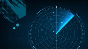 Graphic of radar imagery, circular graphics with hexagons