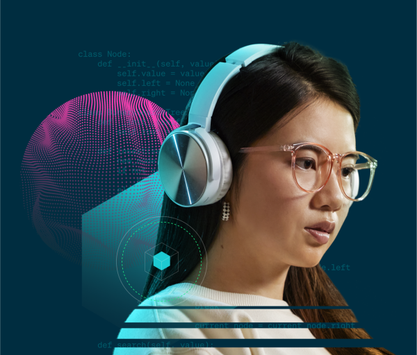 Developer with headphones