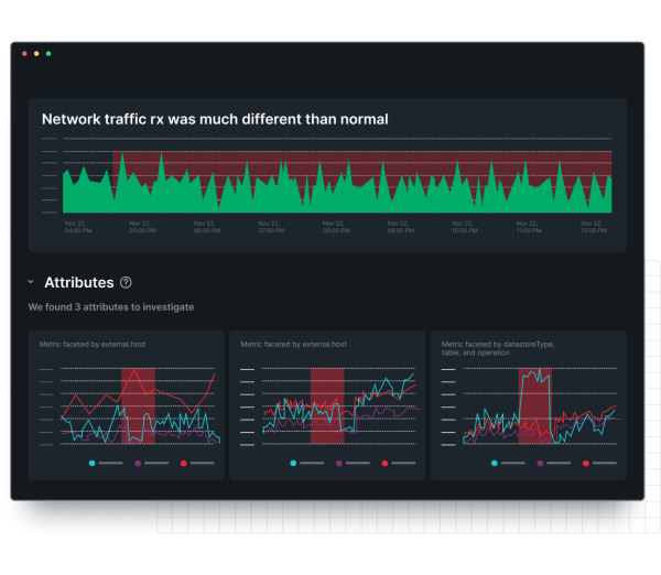 New Relic dashboard displaying traffic monitoring