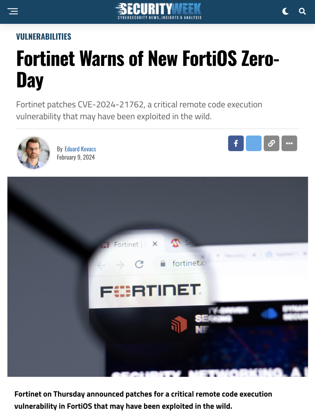 zero day vulnerability alerts fortinet